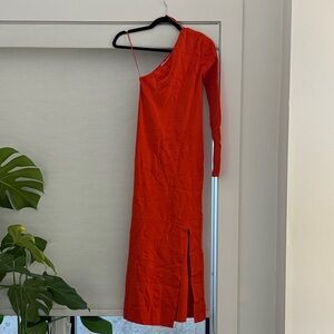 Zara One-Shoulder Dress in Bold Red